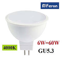 Светодиодная лампа Feron LB-716 6W GU5.3 MR-16 230V 4000K (нейтральный белый)