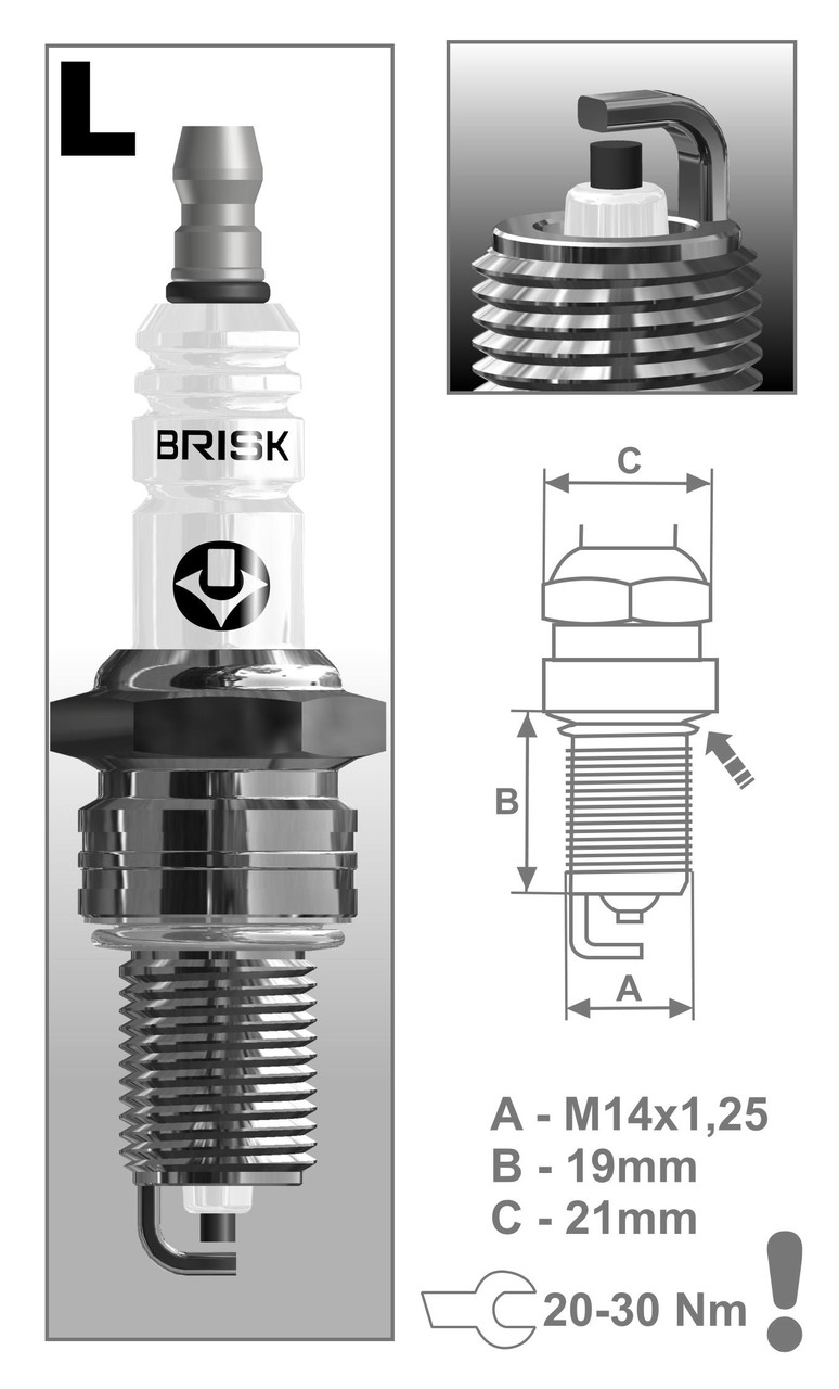 Свічки запалювання Super LR15YC-1.4B до ВАЗ 2101-2109, 2121, 2110-2115(8 клап. двіг) BRISK, Чехія