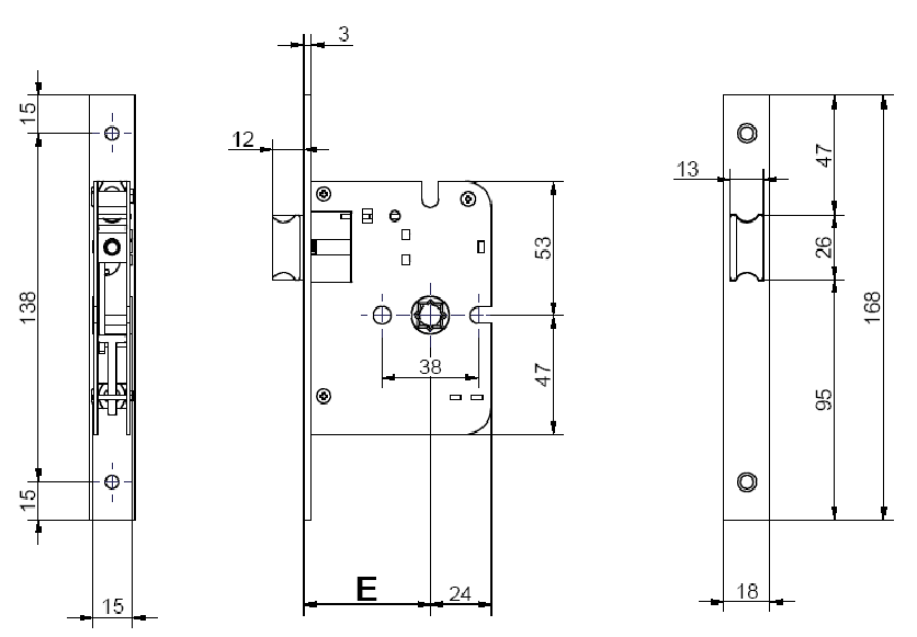 Защелка межкомнатная S.A.B. 1950 RU Е45 OСS хром матовый (Италия) - фото 2 - id-p535431945