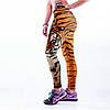 Яскраві жіночі легінси для спорту з малюнком 3Д Тигр рудий, фото 3