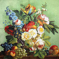 Серветка декупажна Натюрморт із квітами та фруктами 2890