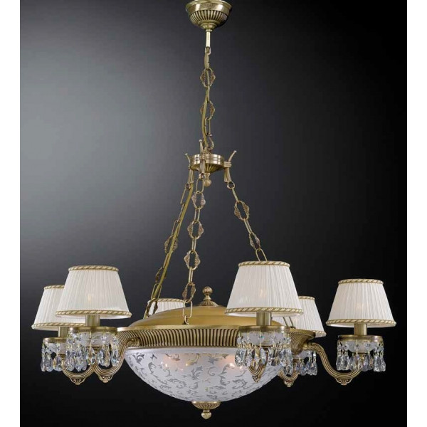 Люстра RECCAGNI ANGELO L 6400/6+4 бронза/тканина/кришталь