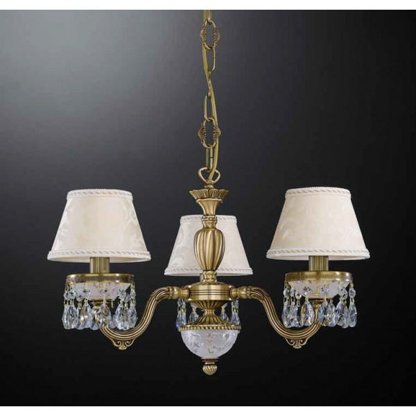 Люстра RECCAGNI ANGELO L 6403/3 бронза/скло/тканина/кришталь