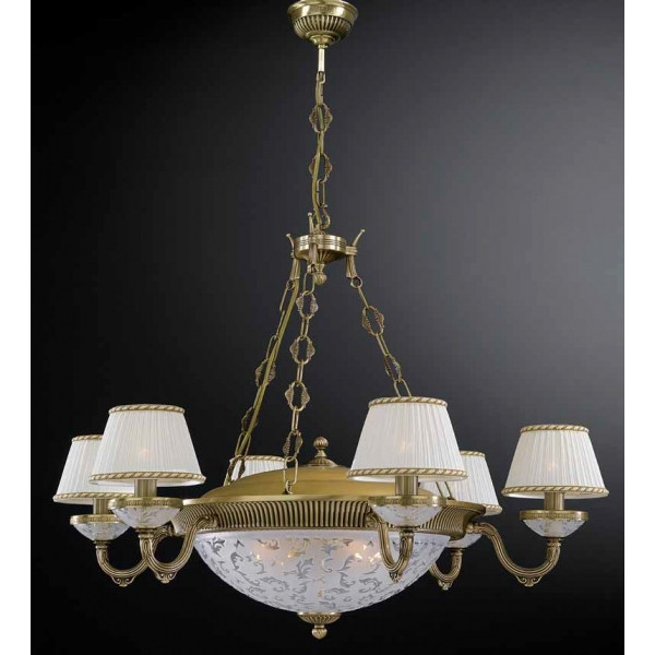 Люстра RECCAGNI ANGELO L 6402/6+4 бронза/тканина/скло