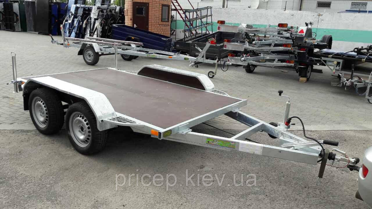 Причіп майданчик низький 3 м х 1,8 м. Гальма 1,6т на одну вісь. Цинк.