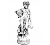 Скульптура садовая «Девушка с корзинами» Гранит желтый