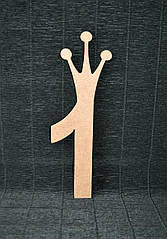 Еко-декор Цифра "1" один одиничка з короною 26,8*6,6 см Цифра 1 одиничка з дерева