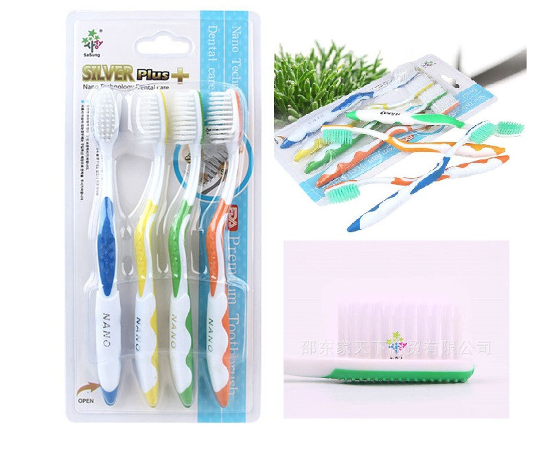 Набір Корейських зубних щіток зі сріблом Сільвер + суперручка (4 шт.), фото 1