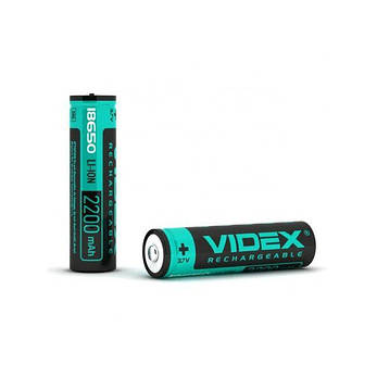 Акумулятор літій-іонний Videx 18650-P із захистом Li-Ion 2200mAh 3.7V, фото 3