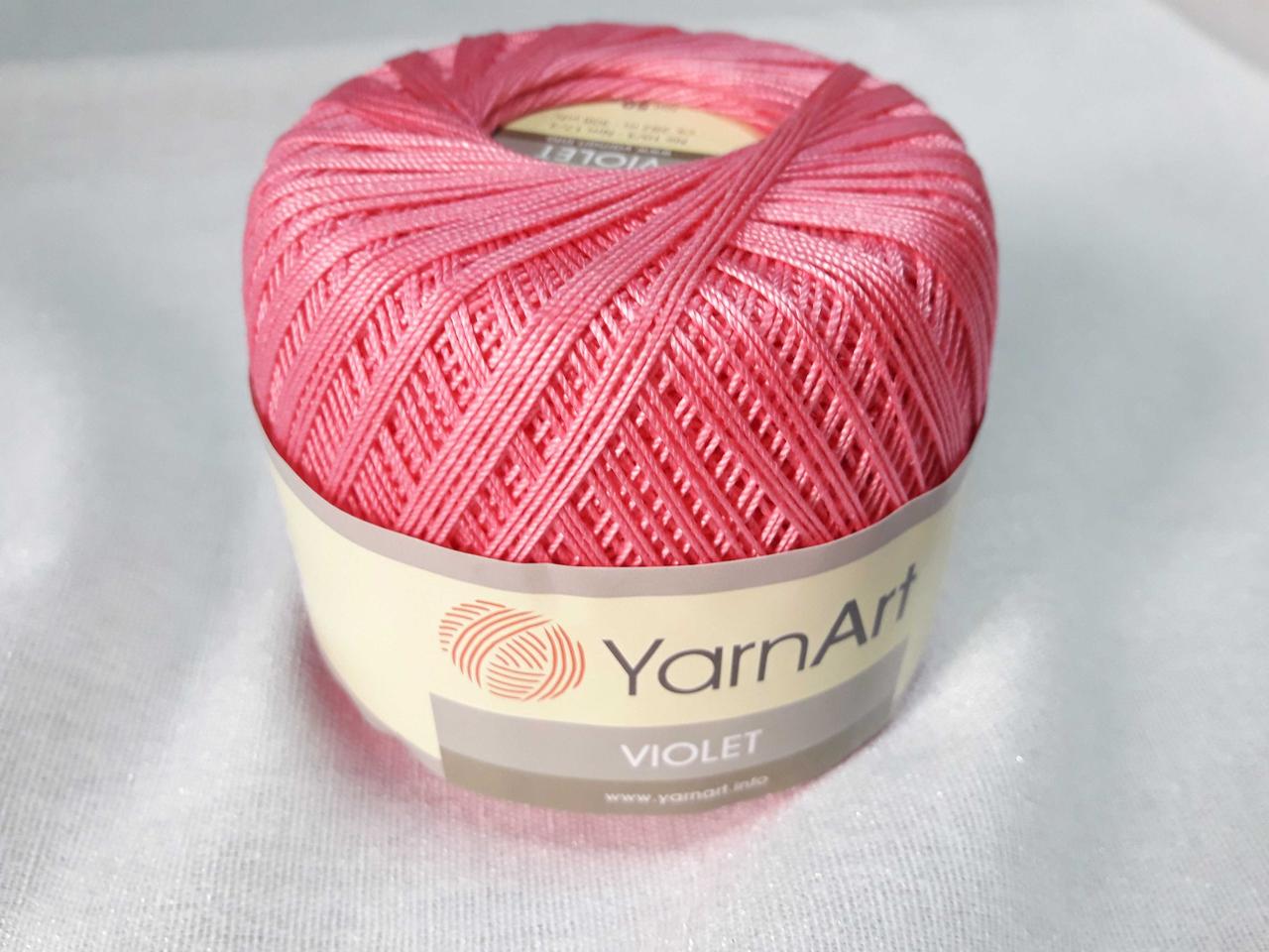Пряжа нитка для в'язання Violet YarnArt 100% бавовна рожевий насичений № 5001