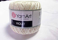 Пряжа нитки для вязания хлопковые Виолет Ярнарт Violet YarnArt 100% бавовна молочний темний № 6194