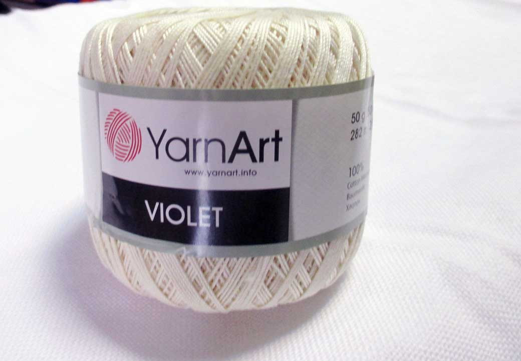 Пряжа нитка для в'язання Violet YarnArt 100% бавовна молочний темний № 6194