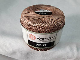 Пряжа  нитка для в'язання Violet YarnArt 100% бавовна темний беж № 0015