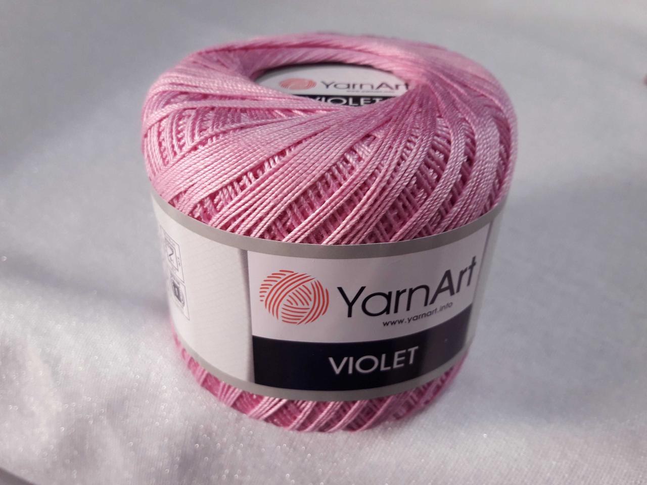 Пряжа нитка для в'язання Violet YarnArt 100% бавовна, рожево ліловий № 0319