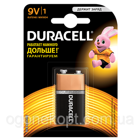 Батарейки Duracell - Basic 6LR61 Крона 9V 1/10/500шт, фото 2