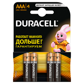 Батарейки Duracell — Basic ААА LR03 1.5V 4/40/120 шт.