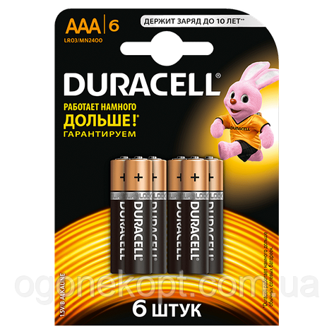 Батарейки Duracell — Basic ААА LR03 1.5V 6/60/180шт, фото 2