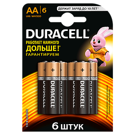 Батарейки Duracell — Basic АА LR6 1.5V 6/60/180шт