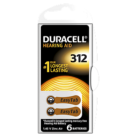 Повітряно-цинкові батарейки 312 — duracell hearing aid 6/60/600 шт.