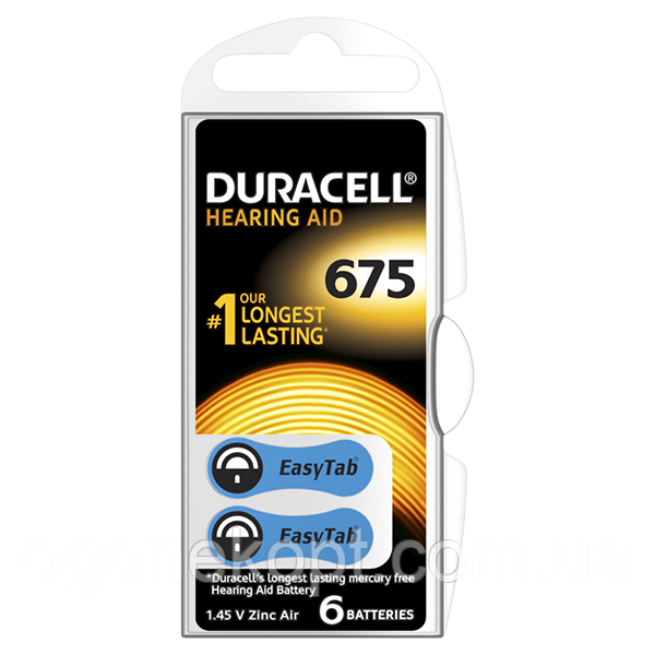 Повітряно-цинкові батарейки 675 — duracell hearing aid 6/60/600 шт.