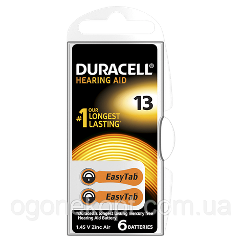 Повітряно-цинкові батарейки 13 — duracell hearing aid 6/60/600 шт., фото 2