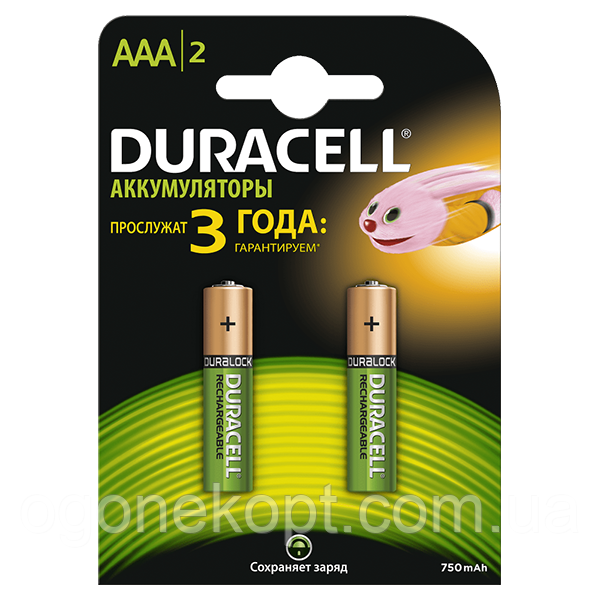 Акумулятори Duracell — Basic Recharge AAA HR03 Ni-MH 750 mAh 1.2V 2/20/200шт