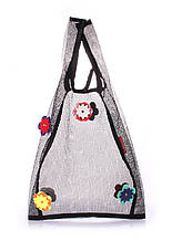 Сетчатая сумка-авоська POOLPARTY flower-mesh-tote черная