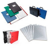 Папки, файли, портфелі, реєстратори, швидкозшивачі, файли