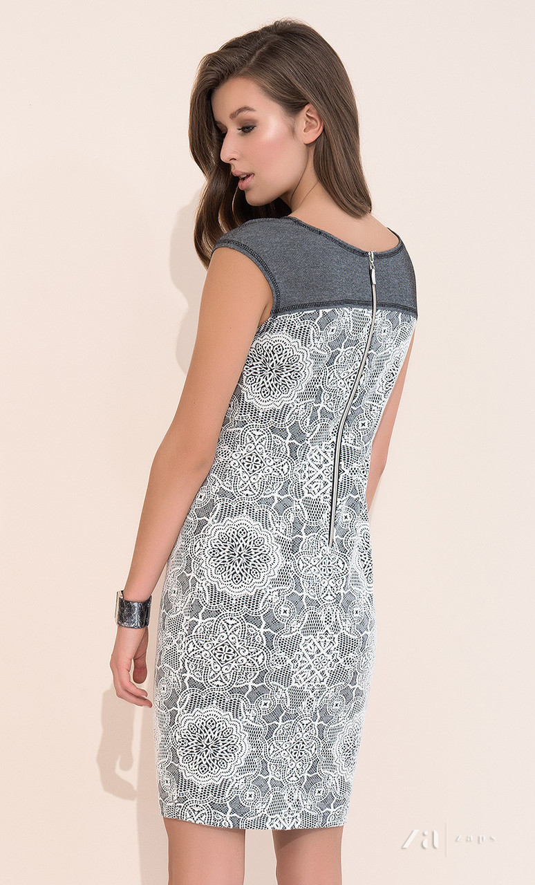 Стильное летнее платье из вискозы серого цвета с коротким рукавом. Модель Paulina Zaps. - фото 3 - id-p536656155