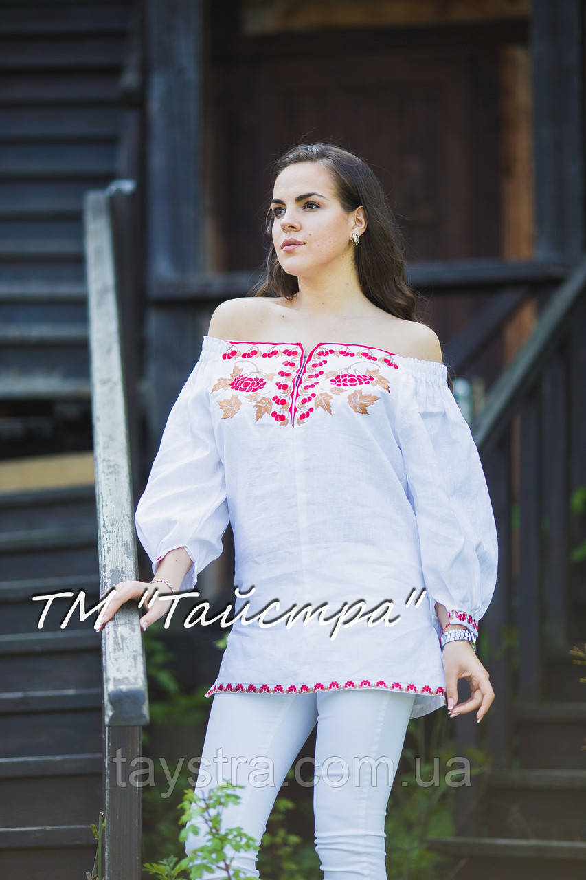 Блузка бохо вишиванка, біла, льон, етностиль, Bohemia