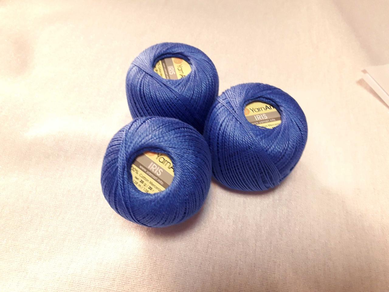 Нитки для в'язання та гачкуння Ірис Пряжа Iris YarnArt 100% бавовна, Синій, 1 шт. № 0922
