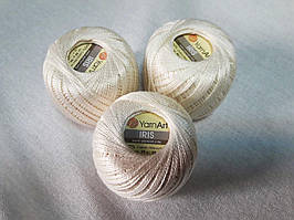 Нитки  для в'язання та гачкуння Ірис Пряжа Iris YarnArt 100% бавовна,молочний, 1 шт. № 0911