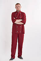 Мужской поварской китель бордовый