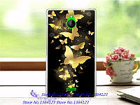 Оригинальный чехол панель накладка для Nokia X2 Dual с рисунком золотые бабочки
