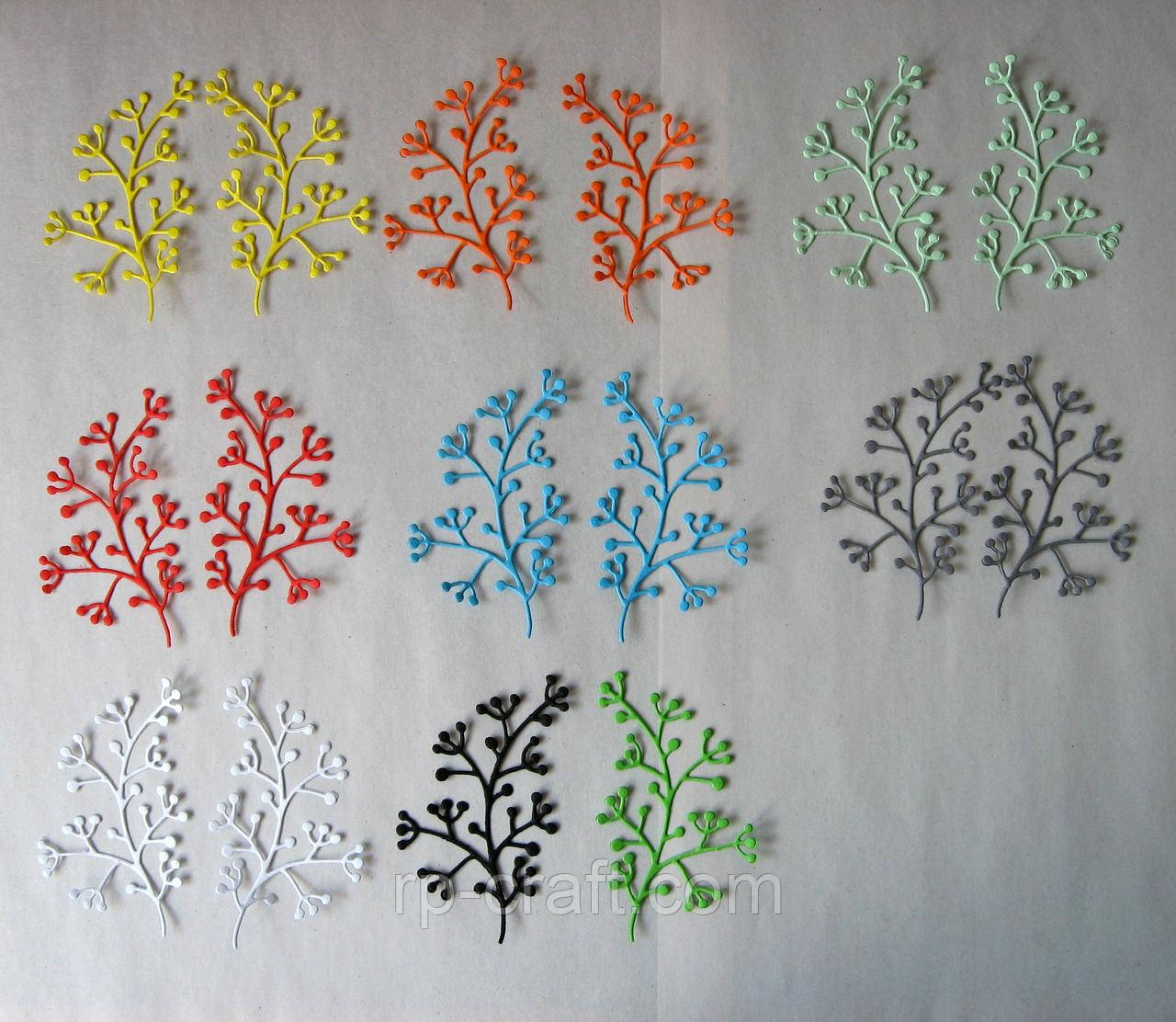 Вирубка з паперу та картону. Ніжна гілочка, 45х73 мм, дві штуки, фото 1