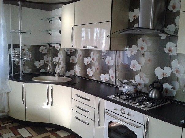 Скіналі для кухні із зображенням квітів білої орхідеї