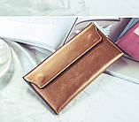 Гаманець жіночий шкіряний з клапаном на магнітах (золотий), фото 2