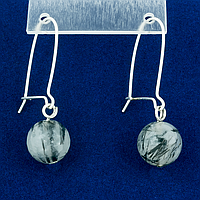 Волосся рутиловий кварц, срібло, сережки, 152СРВ