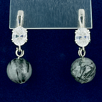 Волосся рутиловий кварц, срібло, сережки, 153СРВ