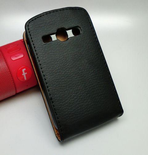 Чехол книжка для Samsung s6812 Galaxy Fame противоударный с магнитом Croco Case чёрный - фото 2 - id-p537438811