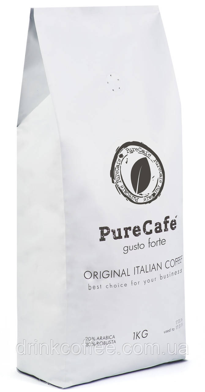 Кофе PureCafe Gusto Forte зерно 20% Арабики 80% Робусты Италия 1кг - фото 1 - id-p537850980