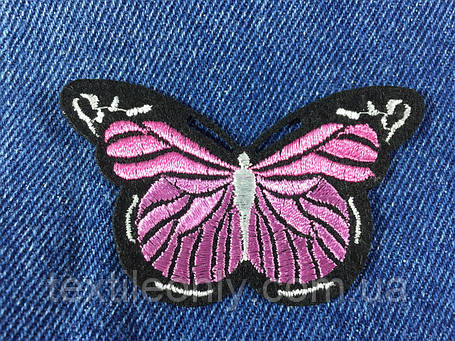 Нашивка метелик рожева 75х45 мм, фото 2