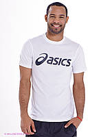 Футболка Асикс мужская хлопковая, спортивная летняя футболка Asics, Турецкий хлопок, S Белая