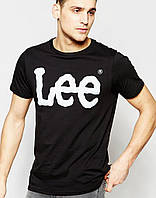 Футболка Лии мужская хлопковая, спортивная летняя футболка Lee, Турецкий хлопок, S Черная