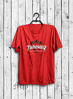 Футболка Трешер мужская хлопковая, спортивная летняя футболка Thrasher, Турецкий хлопок, S Красная