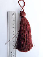 Китиця текстильна декоративна шовкова велика 10-11 см темна коричнево-бордова 0166, 1 шт.