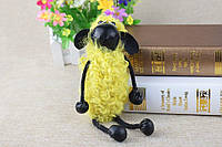 Брелок барашек Шон из меха овечки, размер 20 см, цвет желтый
