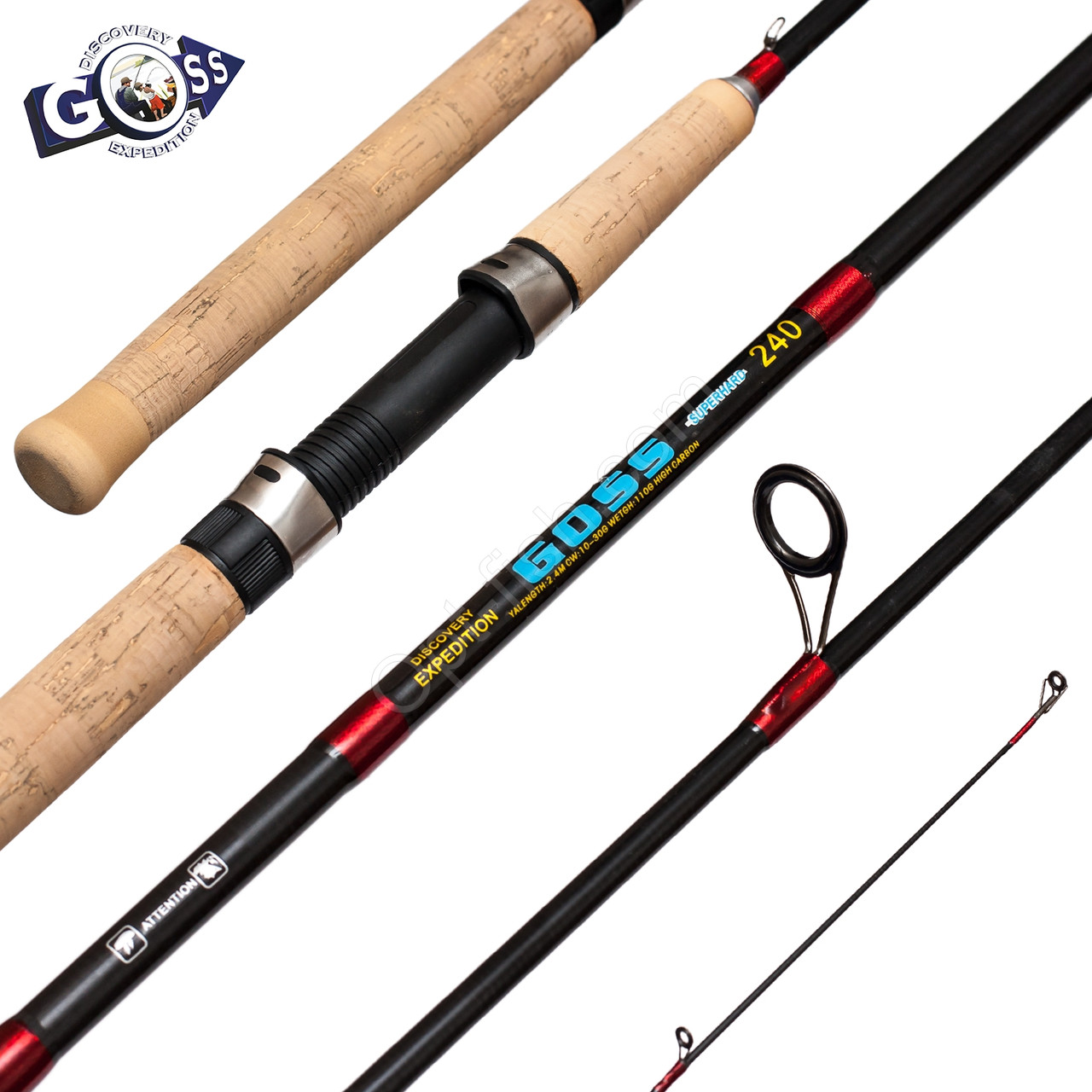 Вудилище спінінга ШТ2 GOSS Superhard Carbon 10-30g 2,4 *, фото 1