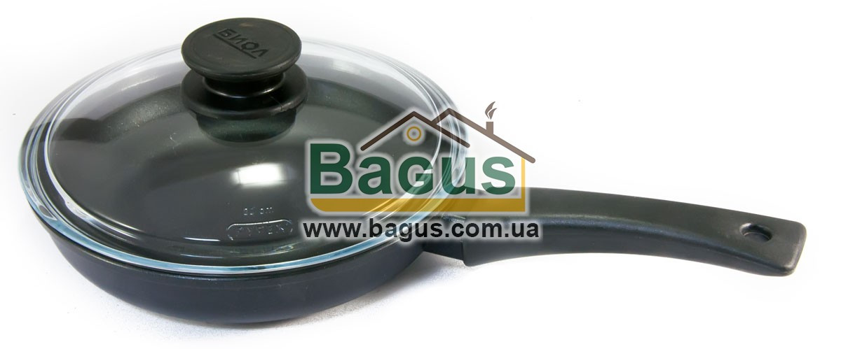 Сковорода (d-20 см, h-4,5 см) з антипригарним покриттям і скляною кришкою "Оптима" Біол (2004PC)