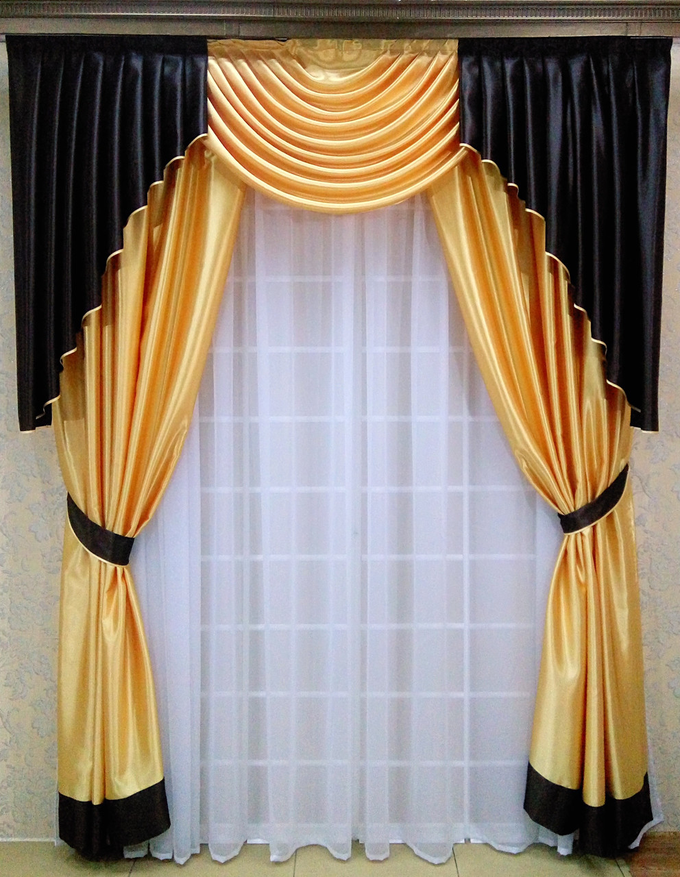 Комплект штор "Класик"+лабрекен( Ширина 2м), Шанзалізе